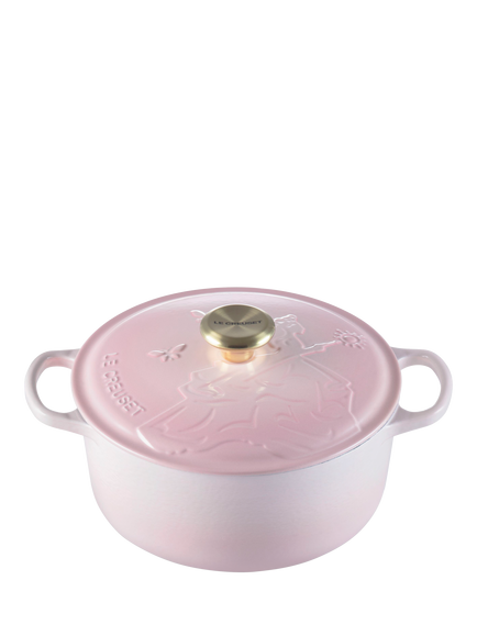 Le Creuset Cast Iron Wicked Glinda Embossed Round Casserole, 24cm, Shell Pink, Shell Pink