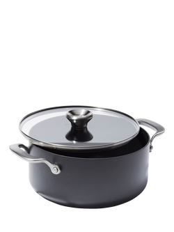 OXO Professional Hard Anodised Aluminium Ceramic Non-Stick Stockpot & Lid, 24cm, Black