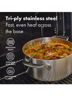 OXO Mira Stainless Steel Casserole & Lid, 24cm - view 2, Stainless Steel