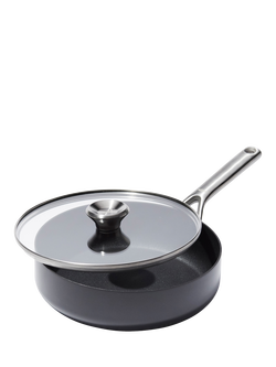 OXO Professional Hard Anodised Aluminium Ceramic Non-Stick Saute Pan & Lid, 24cm, Black