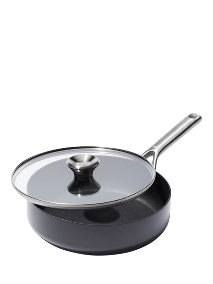 OXO Professional Hard Anodised Aluminium Ceramic Non-Stick Saute Pan & Lid, 24cm, Black