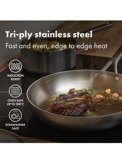 OXO Mira Stainless Steel Uncoated Frying Pan, 26cm - view 2, Stainless Steel