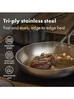 OXO Mira Stainless Steel Uncoated Frying Pan, 30cm - view 2, Stainless Steel