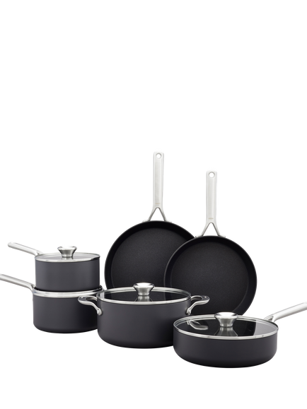 OXO Professional Hard Anodised Aluminium Ceramic Non-Stick Pan Set, 6 Piece, Black