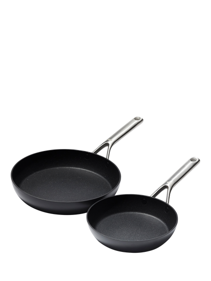 OXO Professional Hard Anodised Aluminium Ceramic Non-Stick Frying Pan Set, 2 Piece, Black