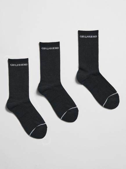 Girlfriend Collective Stretch Crew Socks, Pack of 3, Black, Black