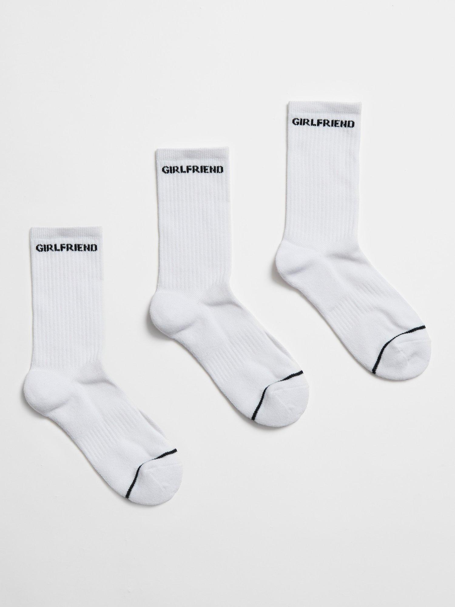 Product image 1 of 5, which shows Girlfriend Collective Stretch Crew Socks, Pack of 3, White