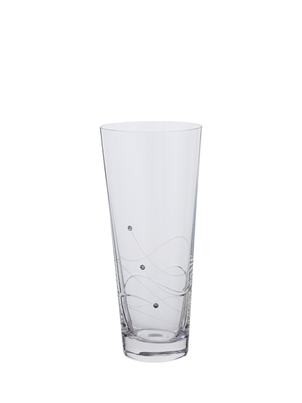 Dartington Crystal Glitz Conical Glass Vase, H30cm, Clear, Clear