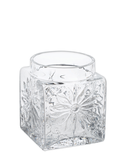 Dartington Crystal Marguerite Square Glass Vase, H12cm, Clear, Clear