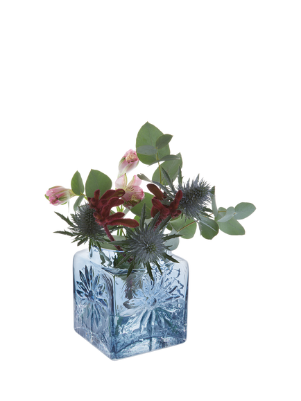 Dartington Crystal Marguerite Square Glass Vase, H12cm, Ink Blue - view 2, Ink Blue