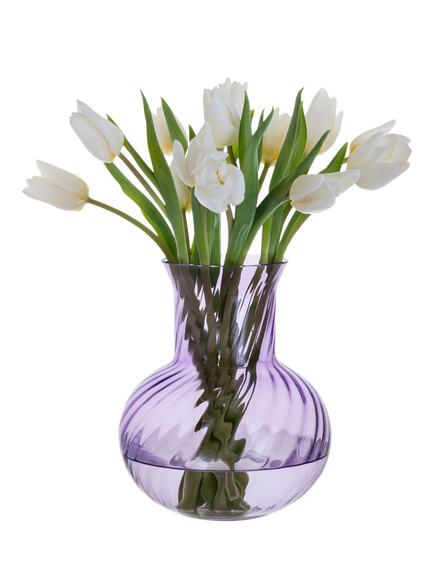 Dartington Crystal Smith Large Glass Vase, H20cm, Fondant Pink - view 2, Foundant Pink