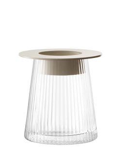 LSA International Beacon Ribbed Glass Candle Holder/Vase, H14cm, Clear/Concrete Grey, Clear/Concrete Grey