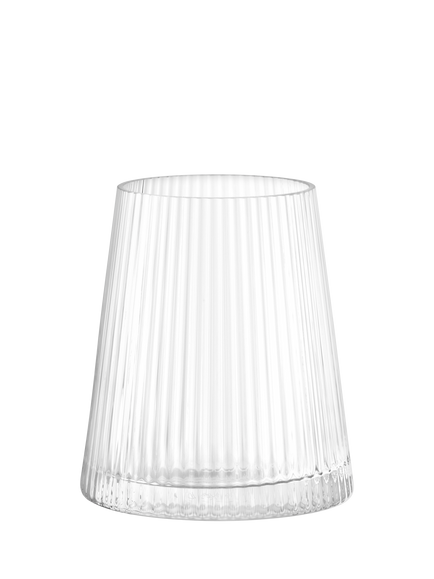 LSA International Beacon Ribbed Glass Candle Holder/Vase, H14cm, Clear/Concrete Grey - view 2, Clear/Concrete Grey