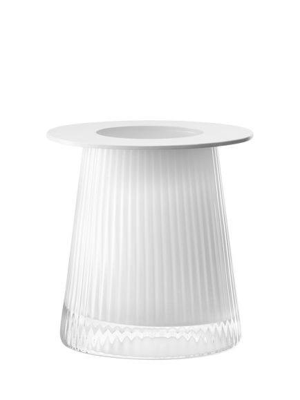 LSA International Beacon Ribbed Glass Candle Holder/Vase, H14cm, White/Chalk White, White/Chalk White