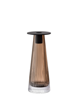 LSA International Beacon Ribbed Glass Candle Holder/Vase, H22cm, Taupe/Jet Black, Taupe/Jet Black