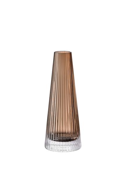 LSA International Beacon Ribbed Glass Candle Holder/Vase, H22cm, Taupe/Jet Black - view 2, Taupe/Jet Black