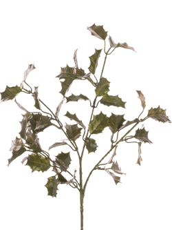 Floralsilk Artificial Metallic Holly Spray, 60cm, Green, Multi