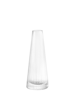 LSA International Beacon Ribbed Glass Candle Holder/Vase, H22cm, Clear/Concrete Grey - view 2, Clear/Concrete Grey