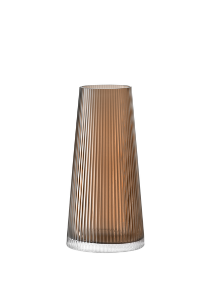 LSA International Beacon Ribbed Glass Candle Holder/Vase, H30cm, Taupe/Jet Black - view 2, Taupe/Jet Black
