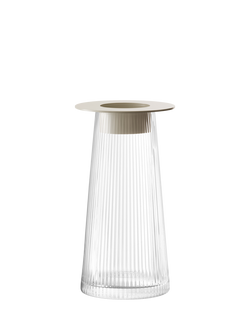 LSA International Beacon Ribbed Glass Candle Holder/Vase, H30cm, Clear/Concrete Grey, Clear/Concrete Grey