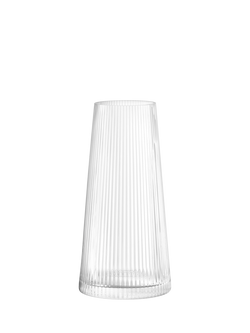 LSA International Beacon Ribbed Glass Candle Holder/Vase, H30cm, Clear/Concrete Grey - view 2, Clear/Concrete Grey