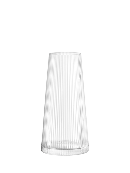 LSA International Beacon Ribbed Glass Candle Holder/Vase, H30cm, Clear/Concrete Grey - view 2, Clear/Concrete Grey