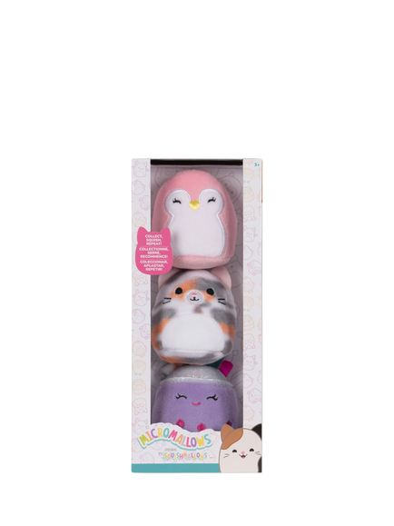 Micromallows 2.5" Plush Soft Toys, Pack of 3, Multi