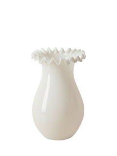 Truly Scalloped Glass Vase, H22cm, White