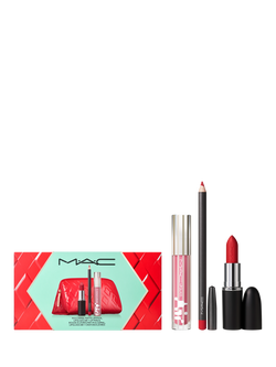 MAC Trending Tomorrow Lip Trio Red Holiday Makeup Gift Set, Vivid Blue Red, Rosy Thoughts