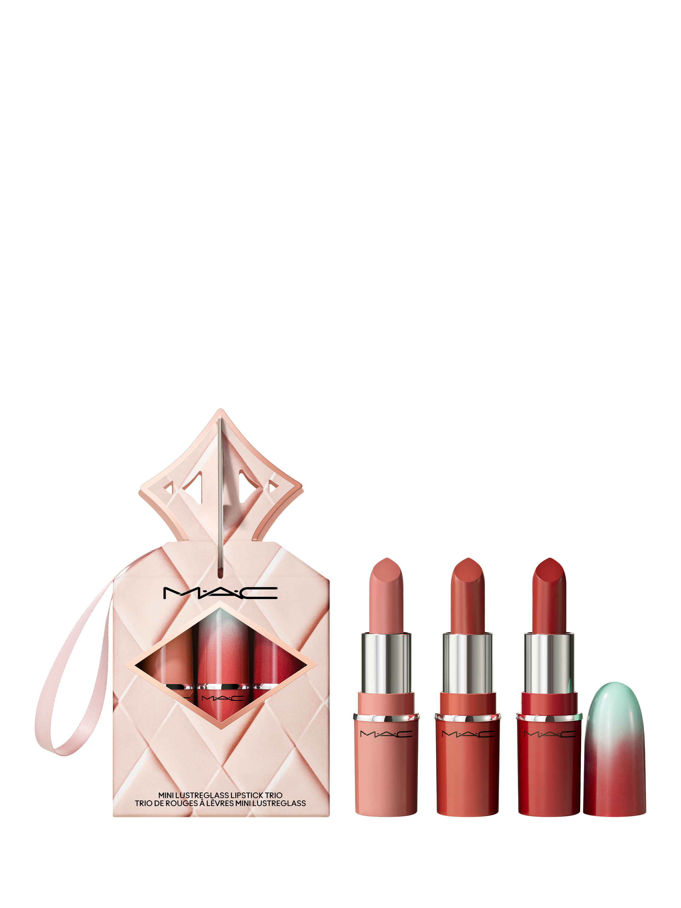 Product image 1 of 3, which shows MAC Wildest Gleams Mini Lustreglass Nude Trio Holiday Makeup Gift Set