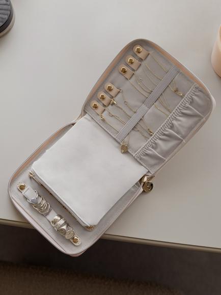 Stackers Square Jewellery Roll - view 2, Blush Raffia