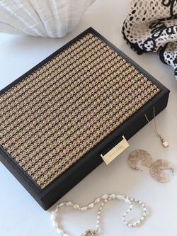 Stackers Classic Jewellery Box Lid - view 2, Black Raffia