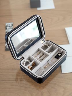 Stackers Luxury Travel Raffia Jewellery Box - view 2, Black Raffia