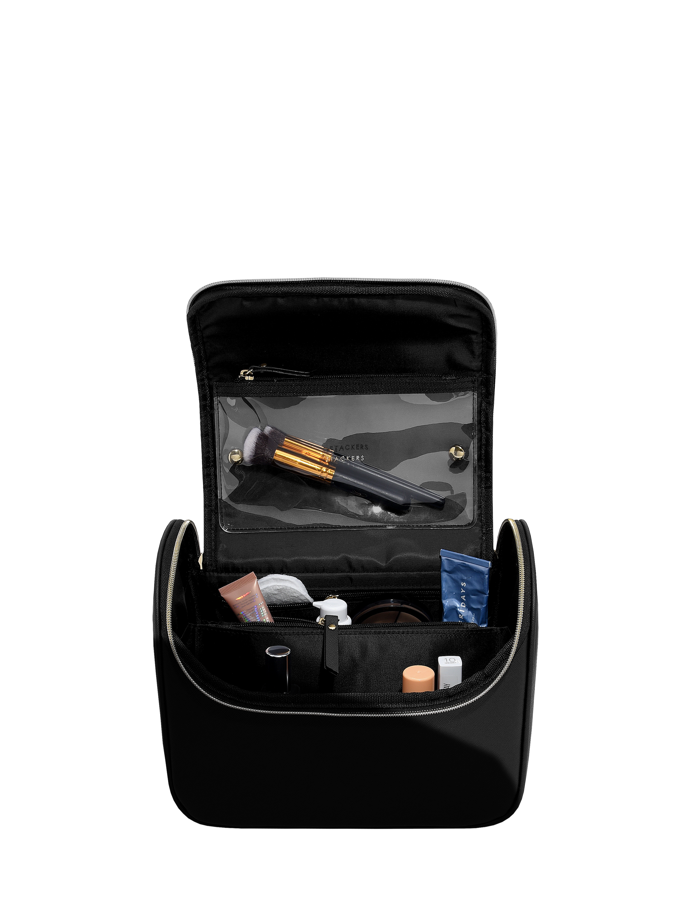 Product image 2 of 2, which shows Stackers Raffia Cosmetic Case, Black Raffia