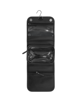 Stackers Fluted Travel Hanging Wash Bag, Black Fluted, Black Fluted