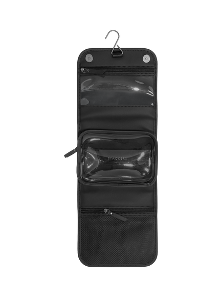 Stackers Fluted Travel Hanging Wash Bag, Black Fluted, Black Fluted