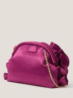 Monsoon Mindy Corsage Clutch Bag, Burgundy - view 2, Burgundy