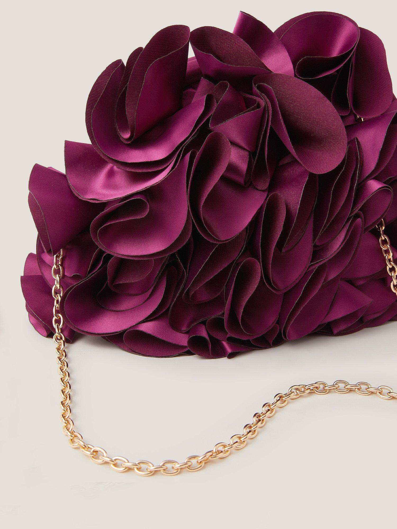 Product image 3 of 4, which shows Monsoon Mindy Corsage Clutch Bag, Burgundy