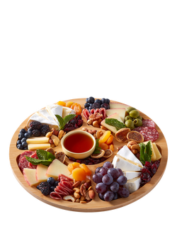 Farberware Build-a-Board 5 Compartment Bamboo Round Platter with Cover, 35cm - view 2, Natural