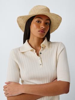 John Lewis Raffia Fedora Hat, Natural, Natural