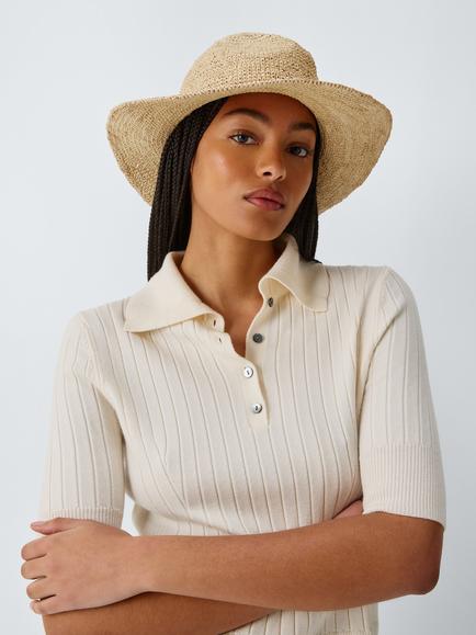 John Lewis Raffia Fedora Hat, Natural, Natural