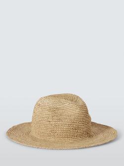 John Lewis Raffia Fedora Hat, Natural - view 2, Natural