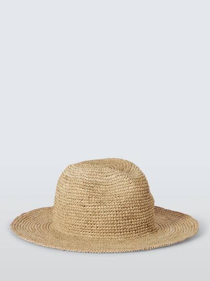 John Lewis Raffia Fedora Hat, Natural - view 2, Natural