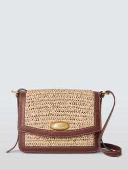 John Lewis Intentional Raffia Leather Medium Crossbody Bag, Natural/Tan, Natrual/Tan