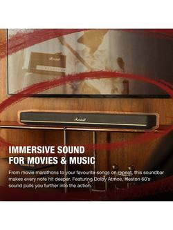 Marshall Heston 60 Bluetooth Wi-Fi Soundbar with Dolby Atmos, Black - view 2, Black