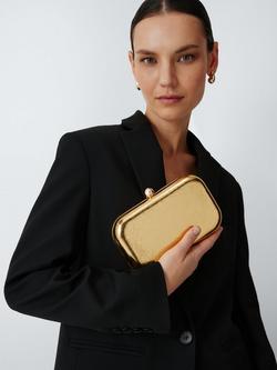 John Lewis Elle Crinkled Metallic Clutch Bag, Gold - view 2, Gold