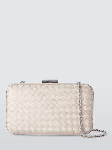 John Lewis Stella Grossgrain Weave Clutch Bag, Ivory