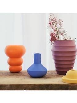 The Conran Shop Sphere Bottle Earthenware Vase, H14.5cm, Blue - view 2, Blue