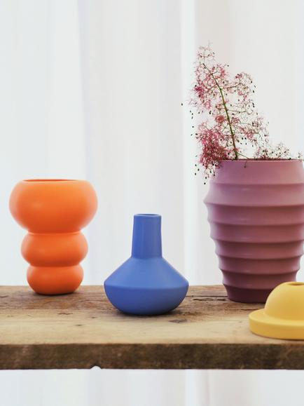 The Conran Shop Sphere Bottle Earthenware Vase, H14.5cm, Blue - view 2, Blue