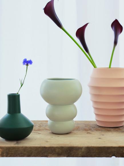 The Conran Shop Stacked Spheres Earthenware Vase, H18.5cm, Mint - view 2, Mint
